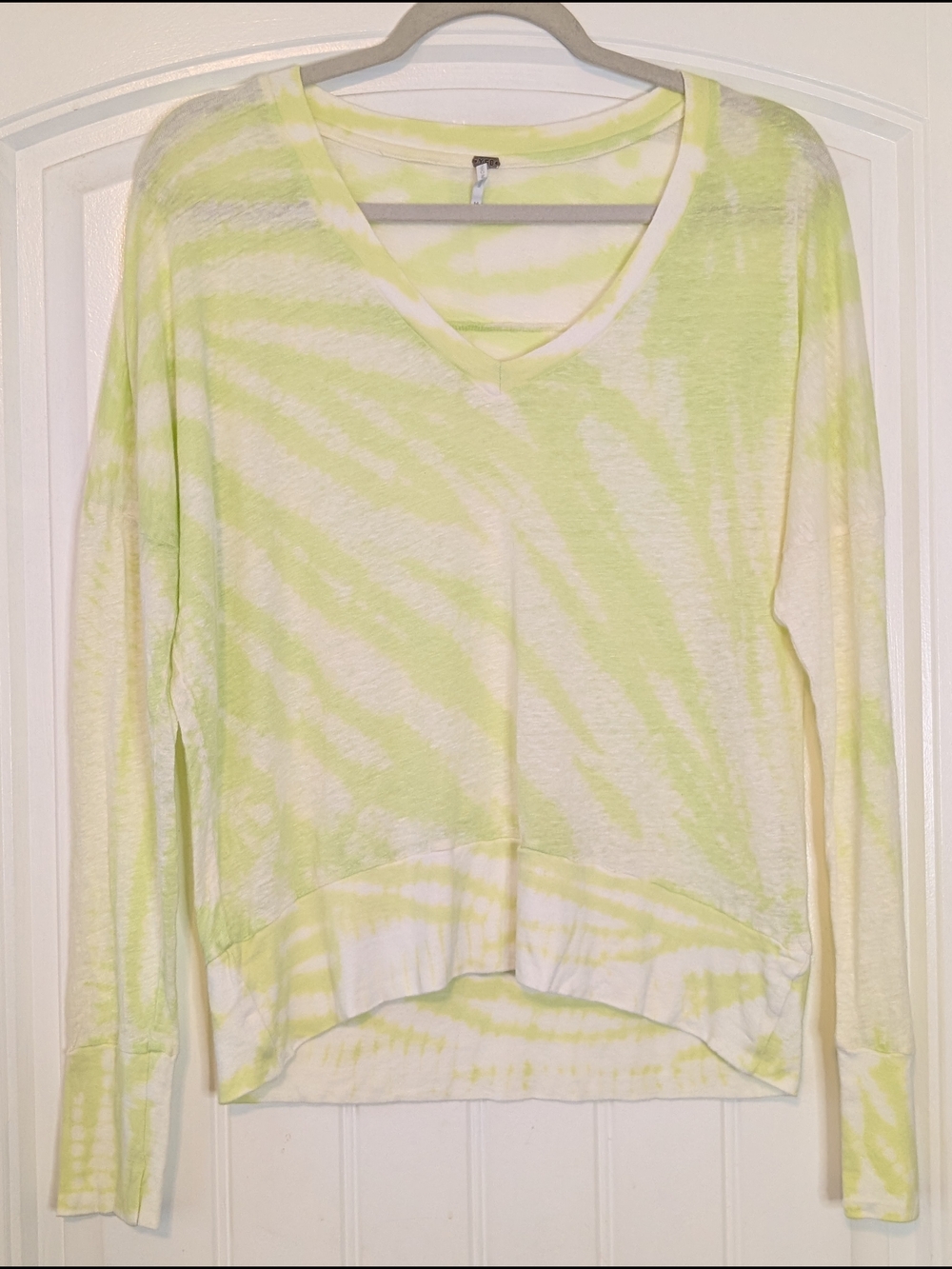 Young Fabulous & Broke Lime Green/Yellow & White Tie Dye Long Sleeve Linen Shirt